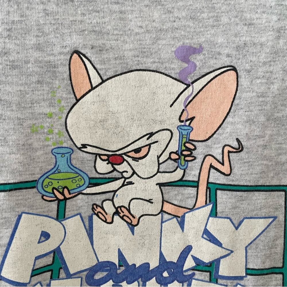 Vintage 1993 Warner Bros Animaniacs Pinky & The Brain Pre-Shrunk T-Shirt Size S - Picture 5 of 6